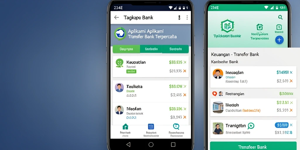 Antarmuka pengguna aplikasi Transfer Bank 234E yang modern dan intuitif.