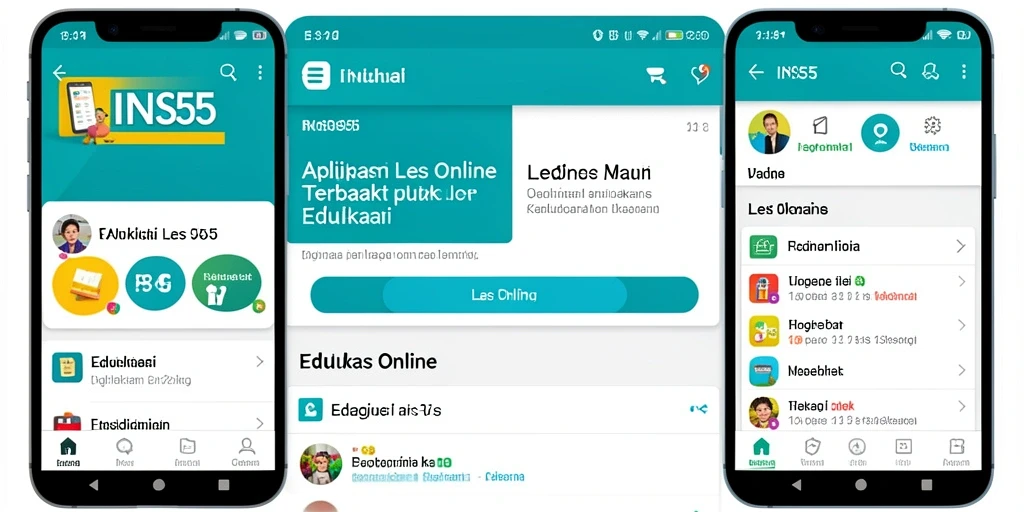 Tampilan antarmuka pengguna aplikasi Les Online INS55 yang interaktif dan menarik.