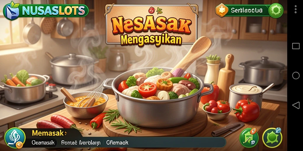 Tampilan antarmuka NUSASLOTS yang menarik dan interaktif saat memasak.