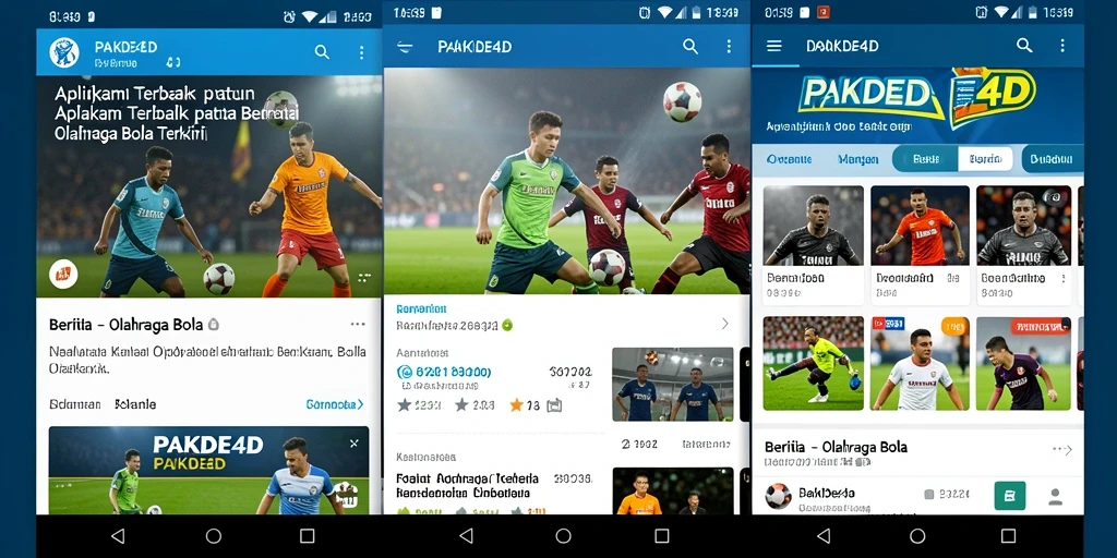 Tampilan antarmuka utama PAKDE4D untuk berita olahraga bola.