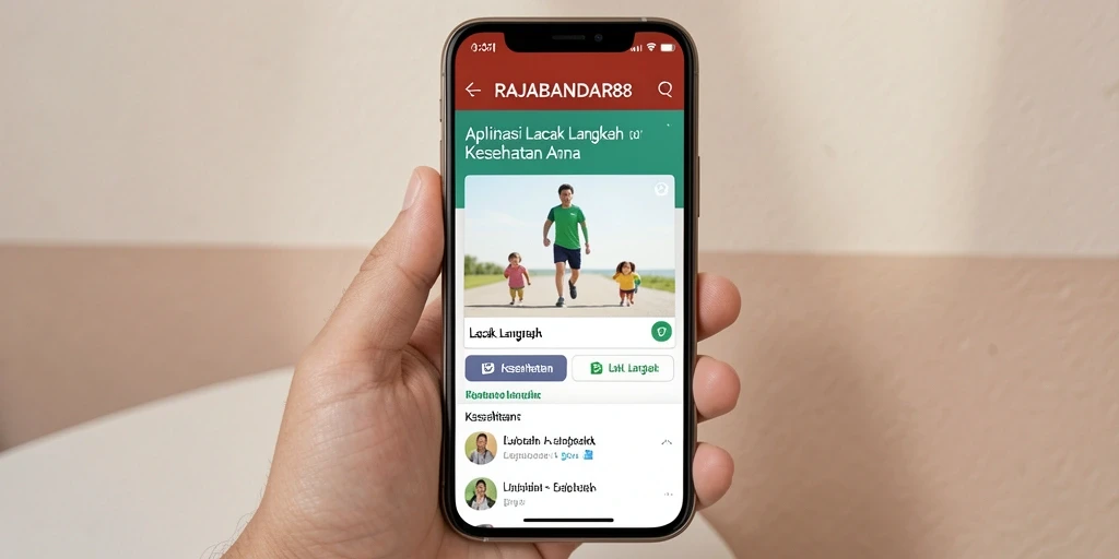 Tampilan antarmuka aplikasi RAJABANDAR88 dengan fitur Lacak Langkah.
