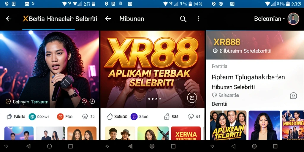 Tampilan antarmuka XR88 menampilkan berita dan gambar selebriti terbaru.